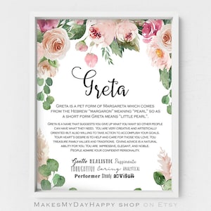 Karen name meaning,pink roses,symbolizes pureness,Best friend gift,romantic art,white flowers lovers,blush floral poster,Matthew 5,8 image 6