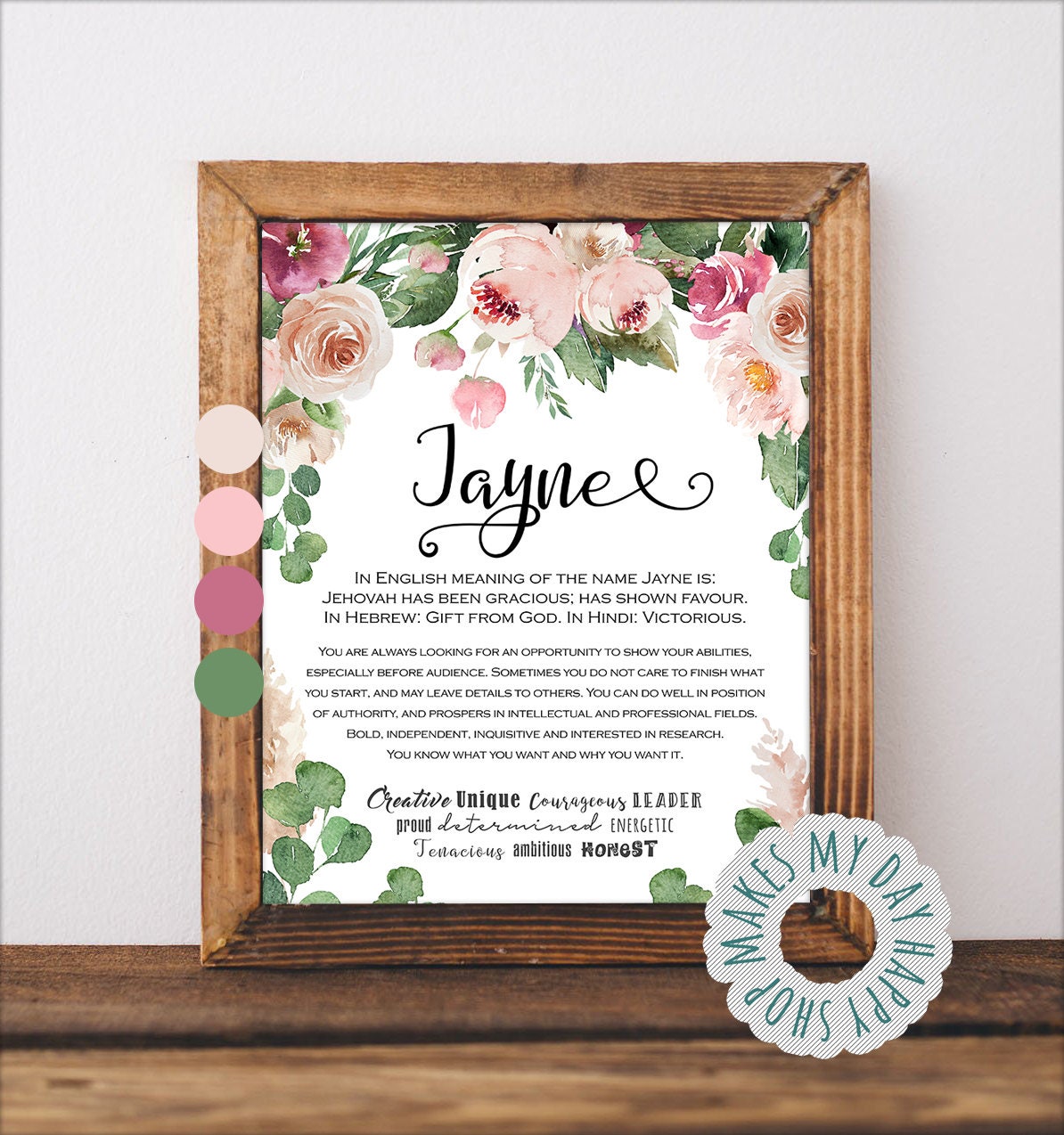 Jayne Name Meaningpersonalized Name Wall Artprintable Etsy Canada