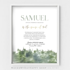 Samuel name meaning wall art,Hebrew name,Custom Biblical Name Meaning,Custom name sign kids room decor,Personalized name with Bible quote