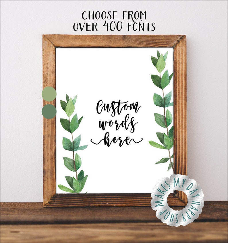 Green Leaf Custom Quote Printgreen Leaf Printable Wall Etsy