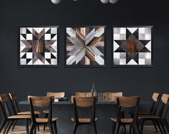 Wall art set of 3 printable,Barn Wood Tiles,Farmhouse Decor, Geometric Wood Art,Aztec decor,barn wood decor,Geometric Art,rustic wall decor