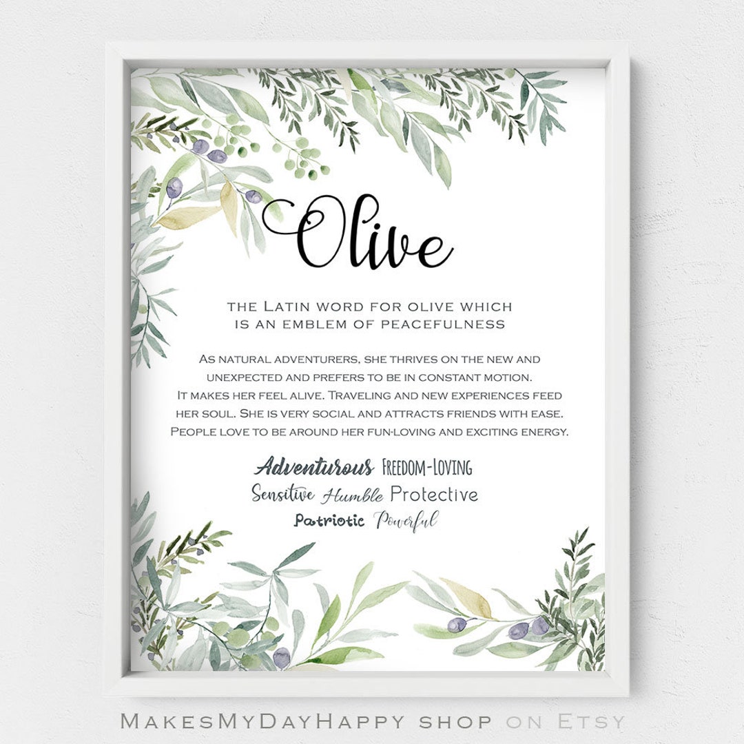 Olive Name Meaning,personalized Gift,greenery Nursery,sign Name Wall ...