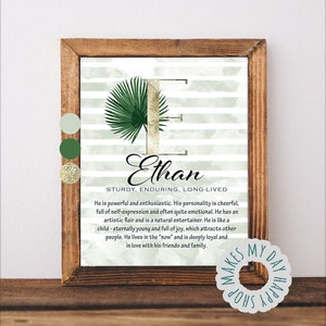 Personalized nursery decor,newborn name meaning,Ethan name,Custom Name,Printable Meaning of Name,baby shower gift,new mom gift,new baby