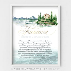 Francesca Name meaning,Italian name meaning,First name wall art,Custom Given name sign,Mediterranean Landscape,Italy sea scene,Sicily