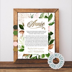 Personalized name meaning,Sign Name home decor,Annie name wall art,Custom Printable Meaning of Name,Adult Birthday gift,Best friend present
