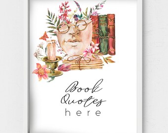 Favorite Book Quotes,Custom quote art,Typographic Wall Art,Personalized Lyrics,Literary Custom, Library Art,Children's Quote,Watercolor book