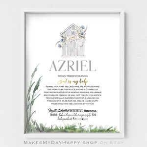Azriel Name Meaning,little boy nursery personalized gift,Old barn,Hebrew names,Biblical meaning,Personalized Given name references,Hannukah