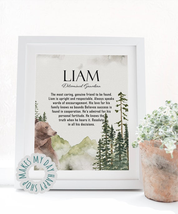 Liam Name Meaning Print Name Print Wall Art Minimalist -  Portugal