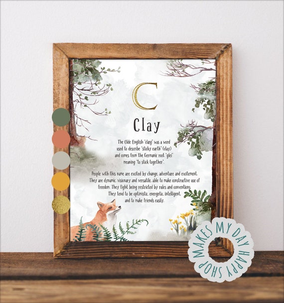 Clay Custom Name Meaning Gifts Printablename Posters for Kids Etsy