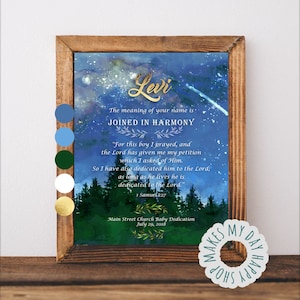 Personalized Dedication Gift,Custom name meaning,Christian watercolor Nursery poster,Baptized boy wall art,Christian bible verse home decor