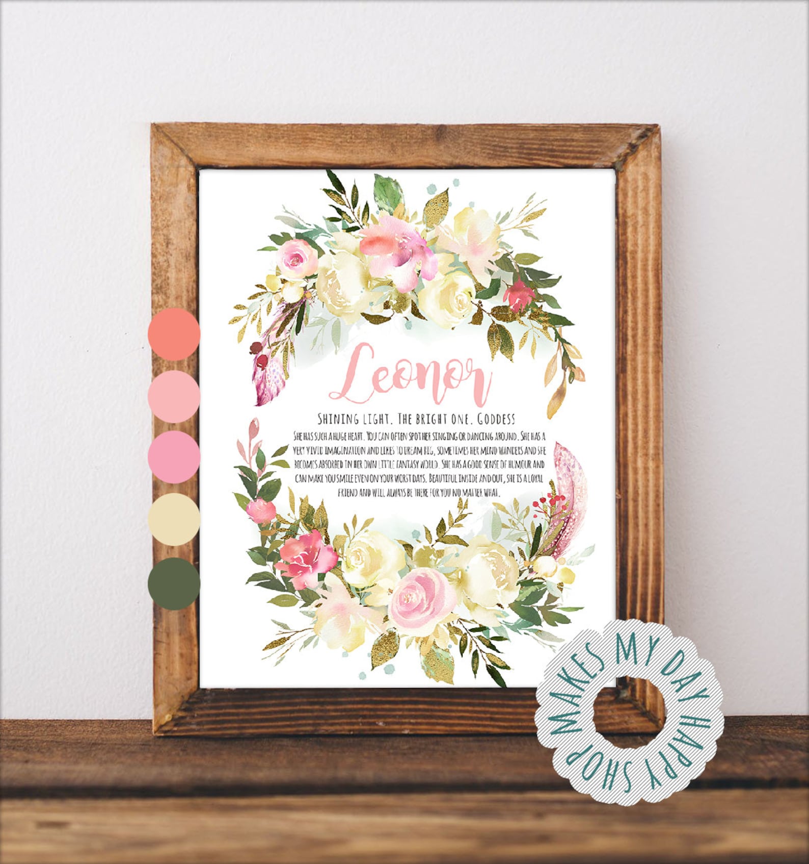 Custom Printable Name Meaning Wall Art Gift for Newborn Mom Etsy