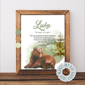 Luka Luke Custom Name meaning,Personalized name meaning wall art,Biblical Meaning Joshua 1:9, Bible name meaning,Sign name poster,Gift idea