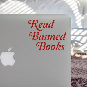 Read Banned Books, banned books vinyl decal, I&#39;m with the banned, bookish sticker, window decal, tumbler decal, book lover, laptop sticker