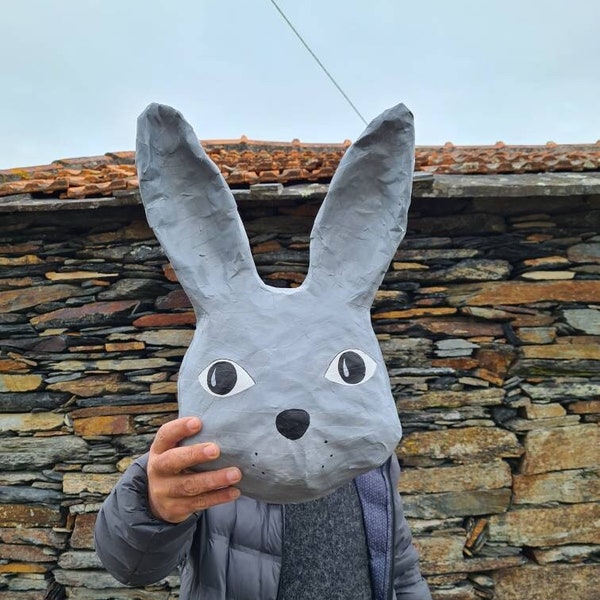 Paper mache bunny head, Nico. Sweet wall decor for a nursery or playroom