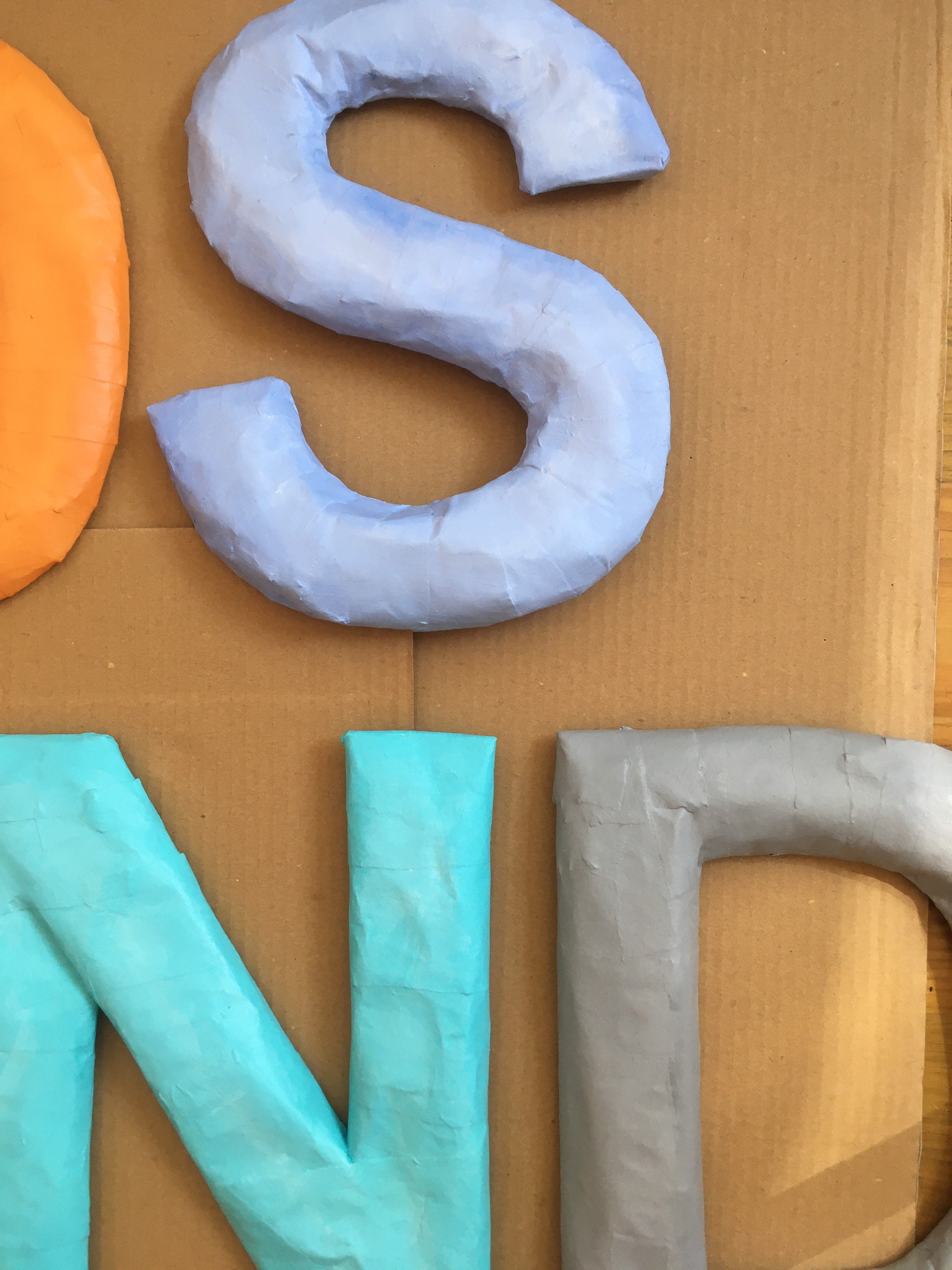 33 Paper Mache Numbers and Letters - Cardboard ideas  cardboard letters,  graduation decorations, paper mache