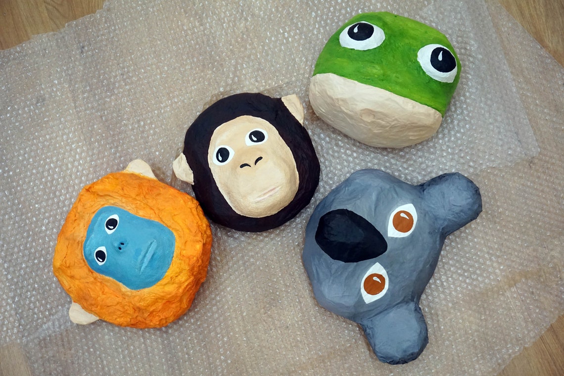 Paper Mache Monkey Head Lola. Jungle Creature Sweet Wall Etsy