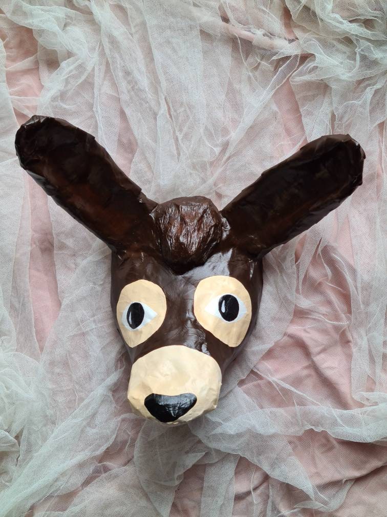 Paper Mache Donkey Head Elias. Sweet Creature Colorful Wall Etsy