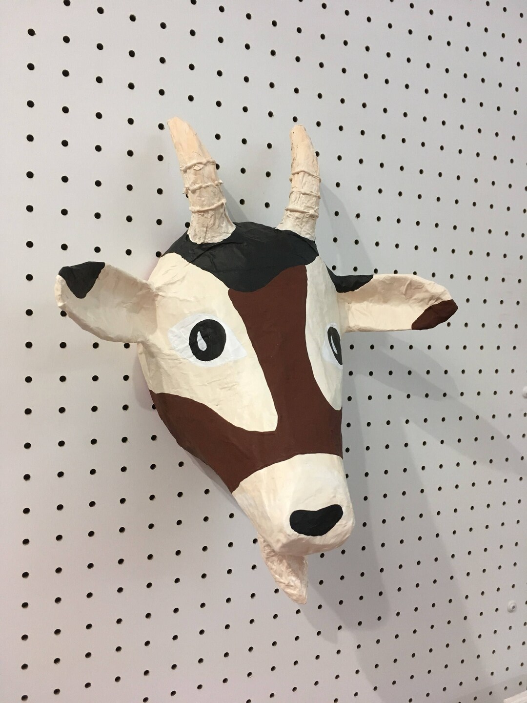 Paper Mache Goat Head, Ezekiel. Farm Creature, Sweet Animal Wall Decor