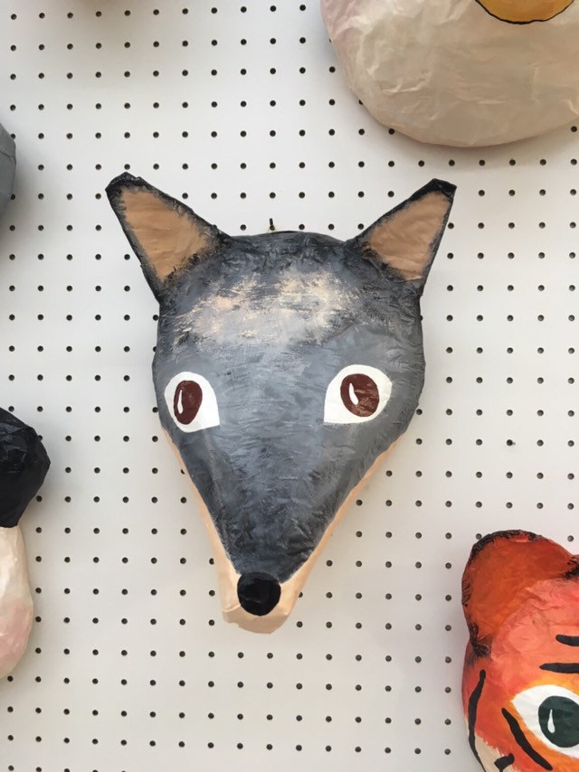 Paper mache wolf head Oscar. Woodland creature wall decor Etsy