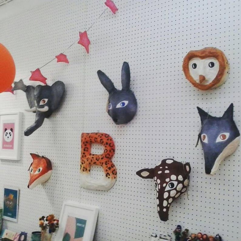 Paper mache wolf head Oscar. Woodland creature wall decor Etsy