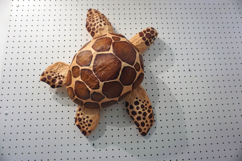 Paper mache sea turtle Antonio. Large paper sculpture | Etsy