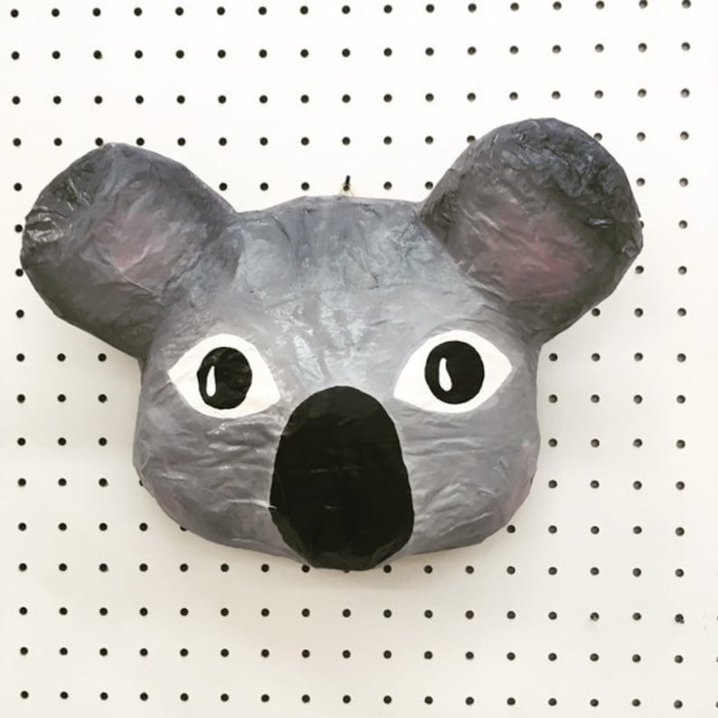 Paper mache koala head Benjamin. Sweet wall decor for a Etsy