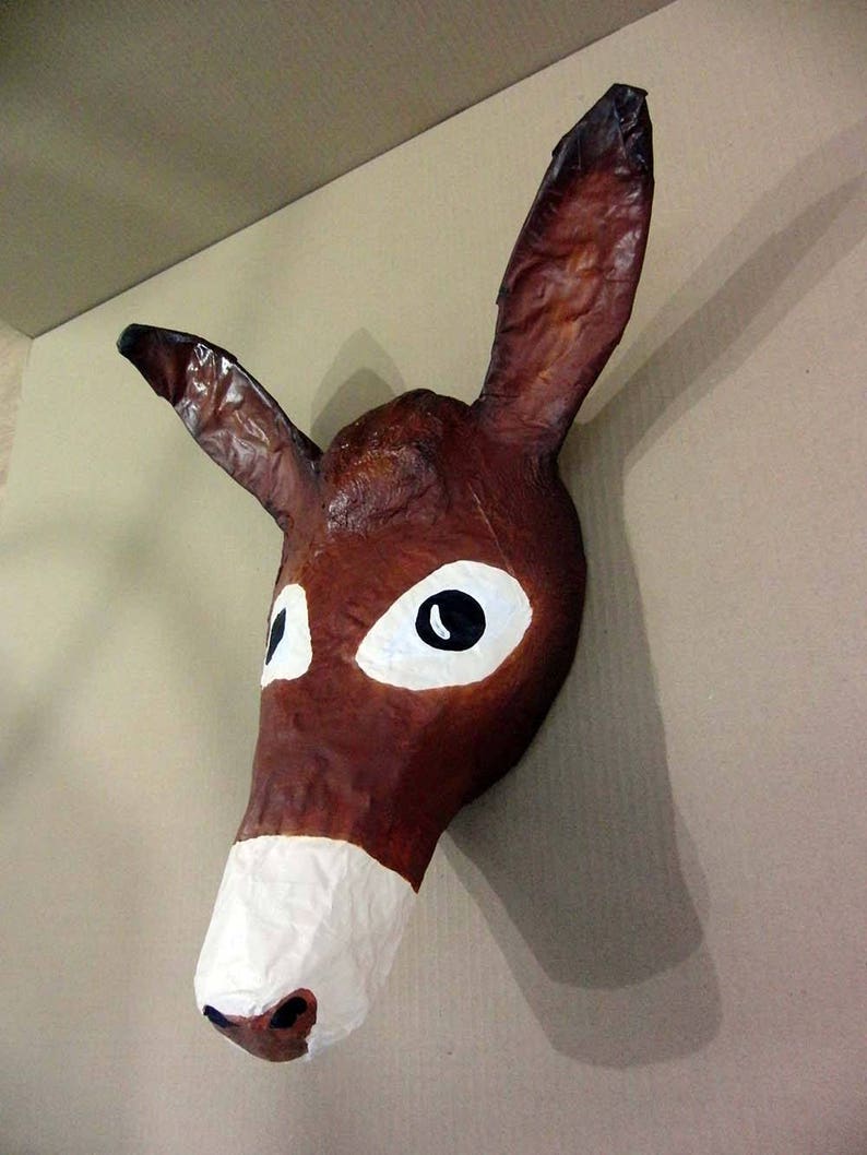 Paper Mache Donkey Head Elias. Sweet Creature Colorful Wall Etsy