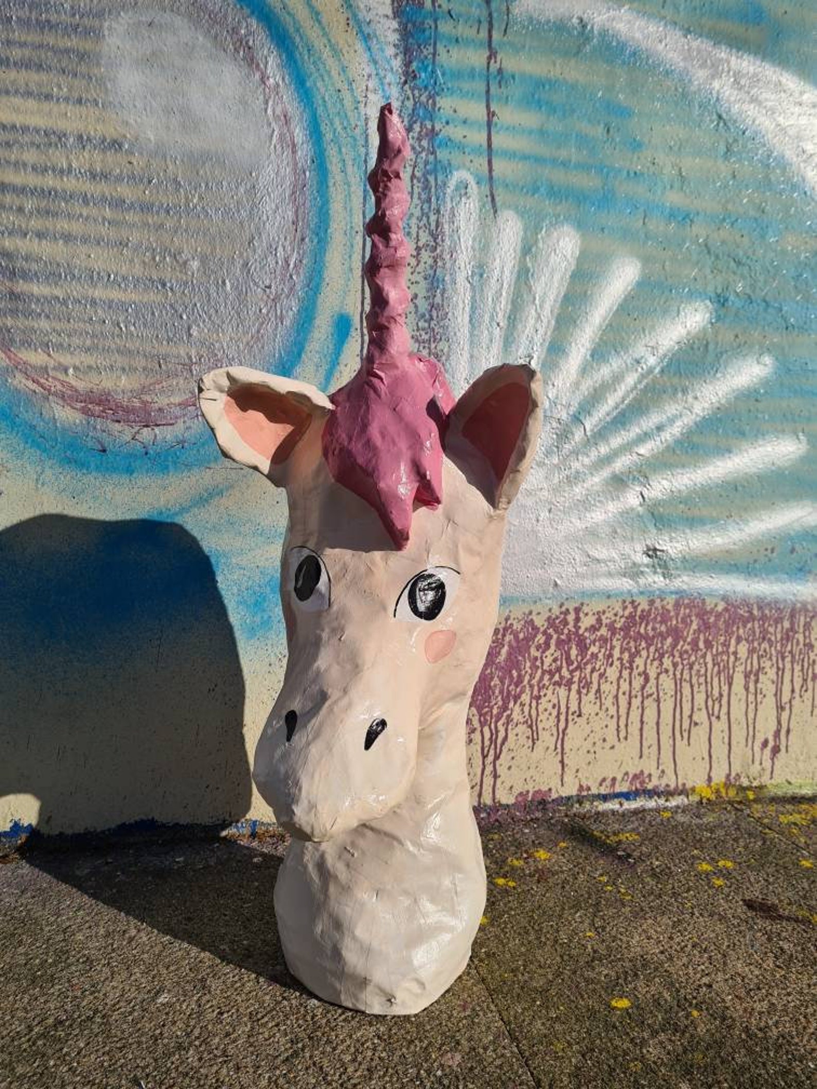 Papermache Unicorn Head Totem Big Edgar. Large Paper Etsy