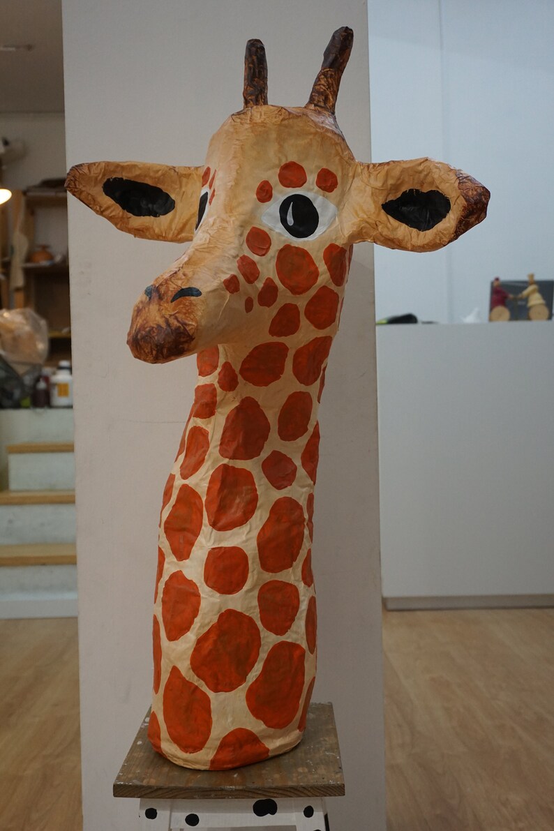 Papermache Giraffe Head Totem Big Cecília. Large Paper Etsy