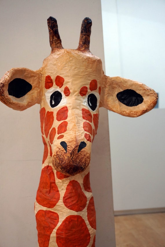 Paper Mache Giraffe Head Totem Big Cecilia Large Paper Etsy
