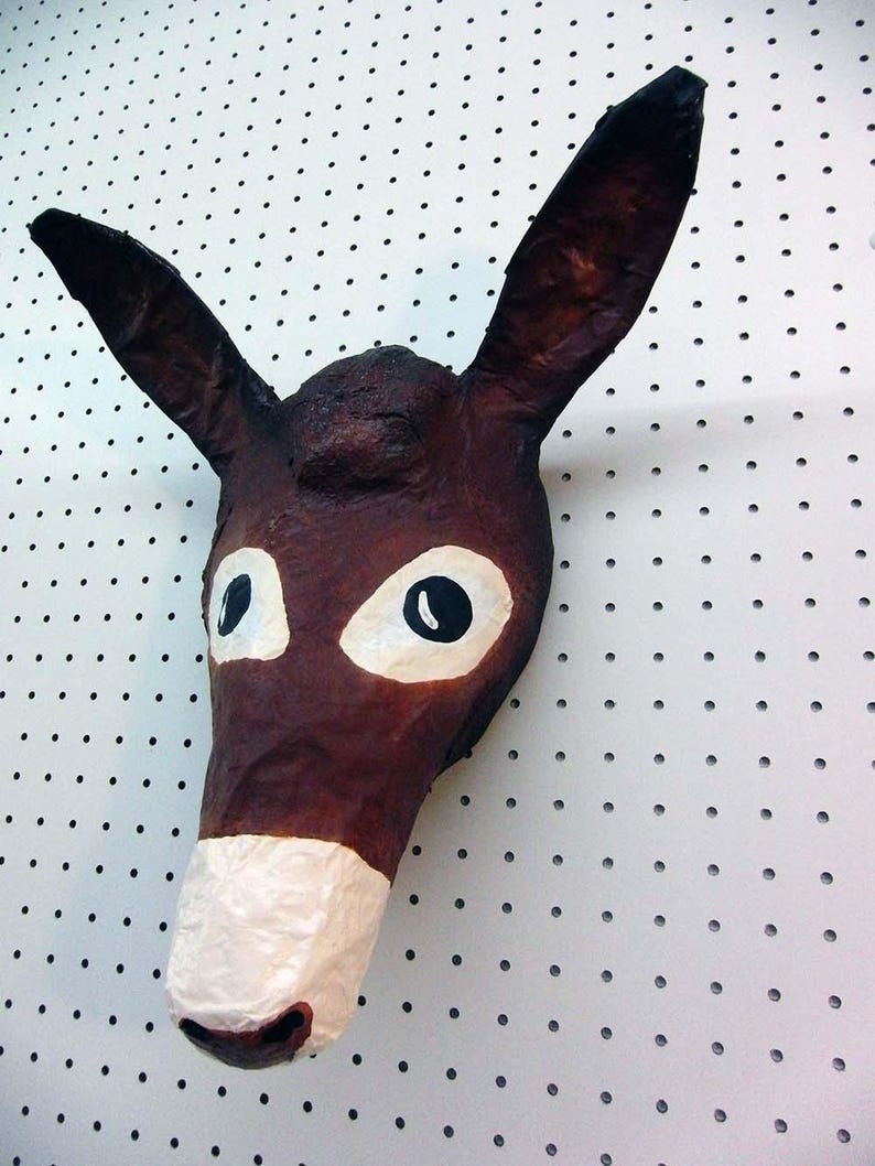 Paper Mache Donkey Head Elias. Sweet Creature Colorful Wall Etsy
