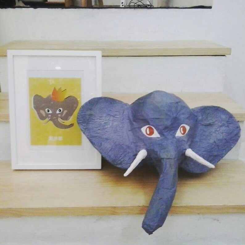 Paper Mache Elephant Head Horace. Savanna Creature Majestic Etsy