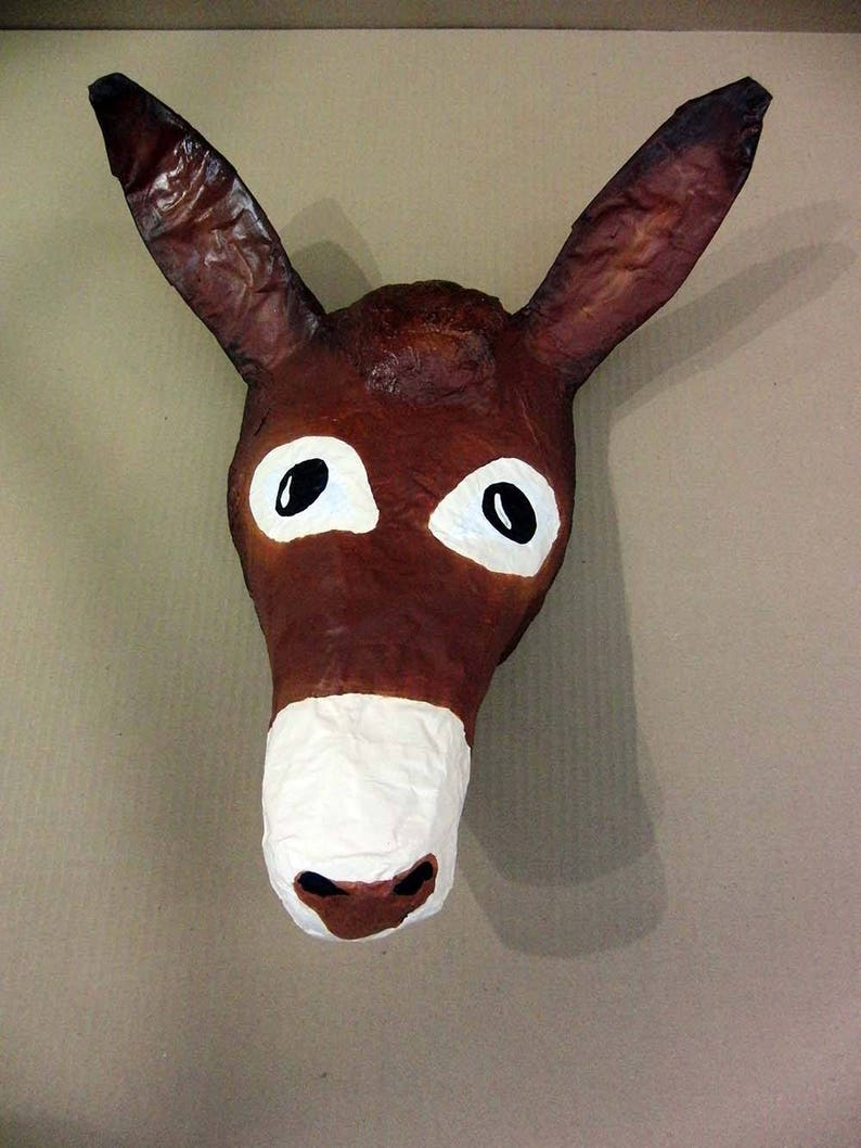 Paper Mache Donkey Head Elias. Sweet Creature Colorful Wall Etsy