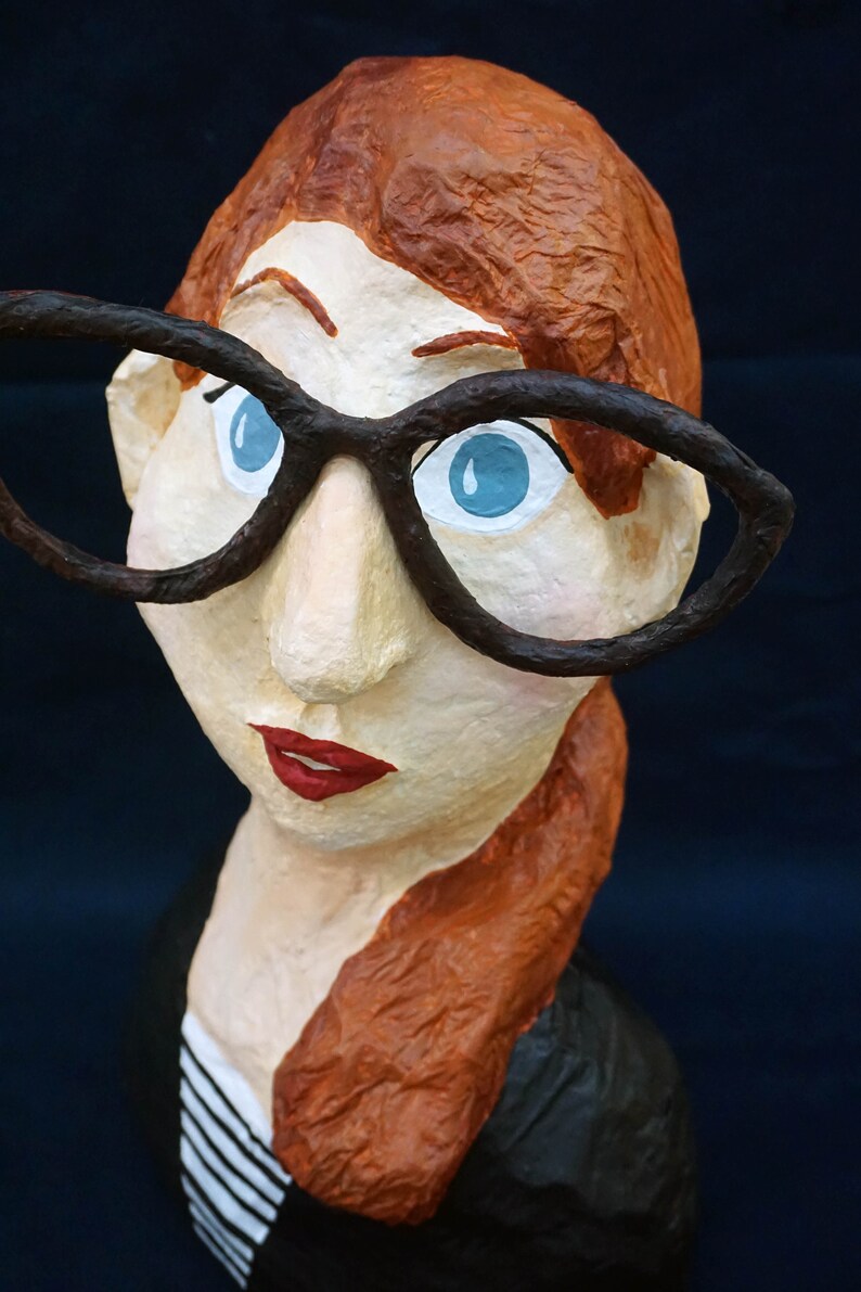 Bespoke paper mache head sculpture. Fun custom bust. Etsy