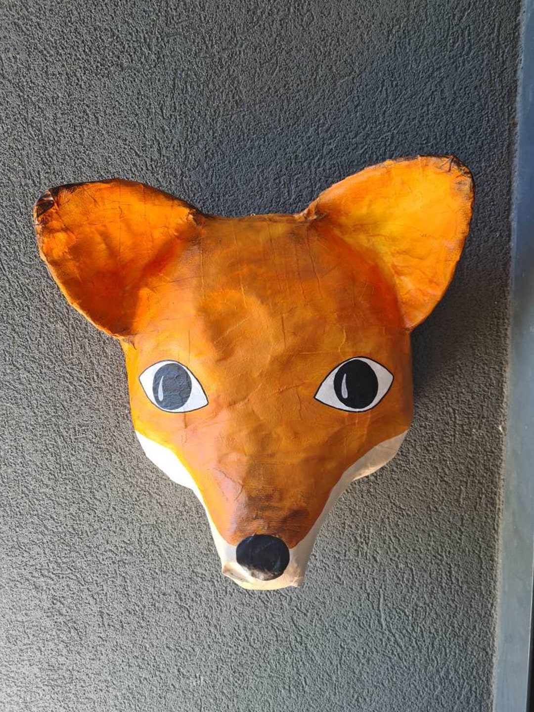 Paper Mache Fox Head, Franklin. Woodland Creature, Colorful Wall Decor