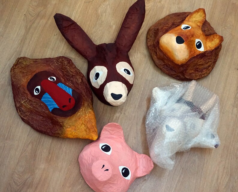 Paper Mache Donkey Head Elias. Sweet Creature Colorful Wall Etsy