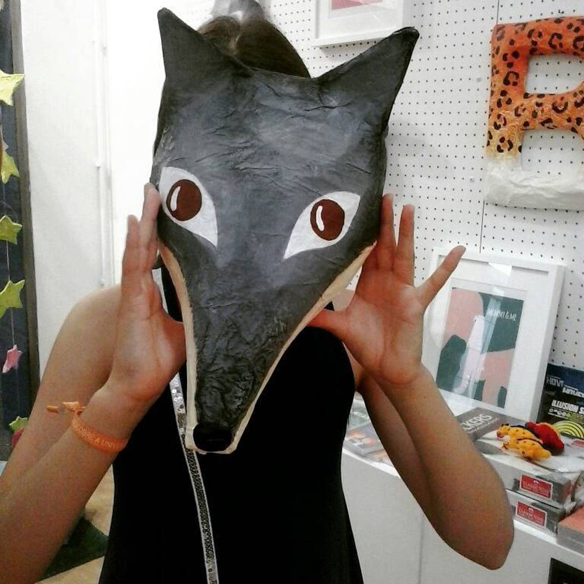 Paper mache wolf head Oscar. Woodland creature wall decor Etsy