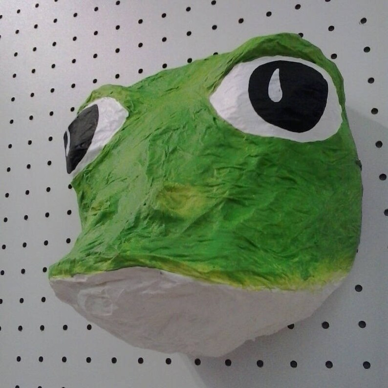 Paper mache frog Head Romeo. Pond creature fun animal wall Etsy