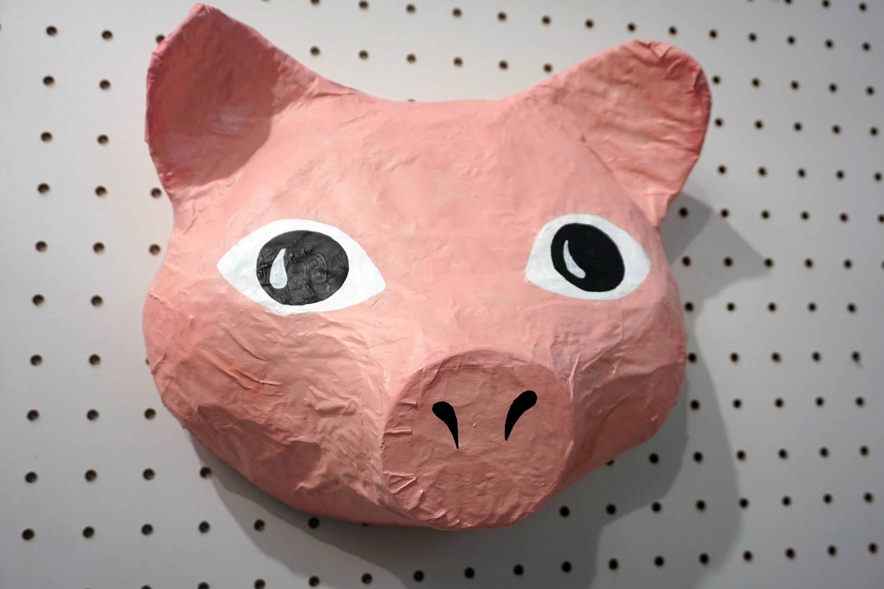 Paper mache pig head Crispim. Sweet farm animal colorful Etsy