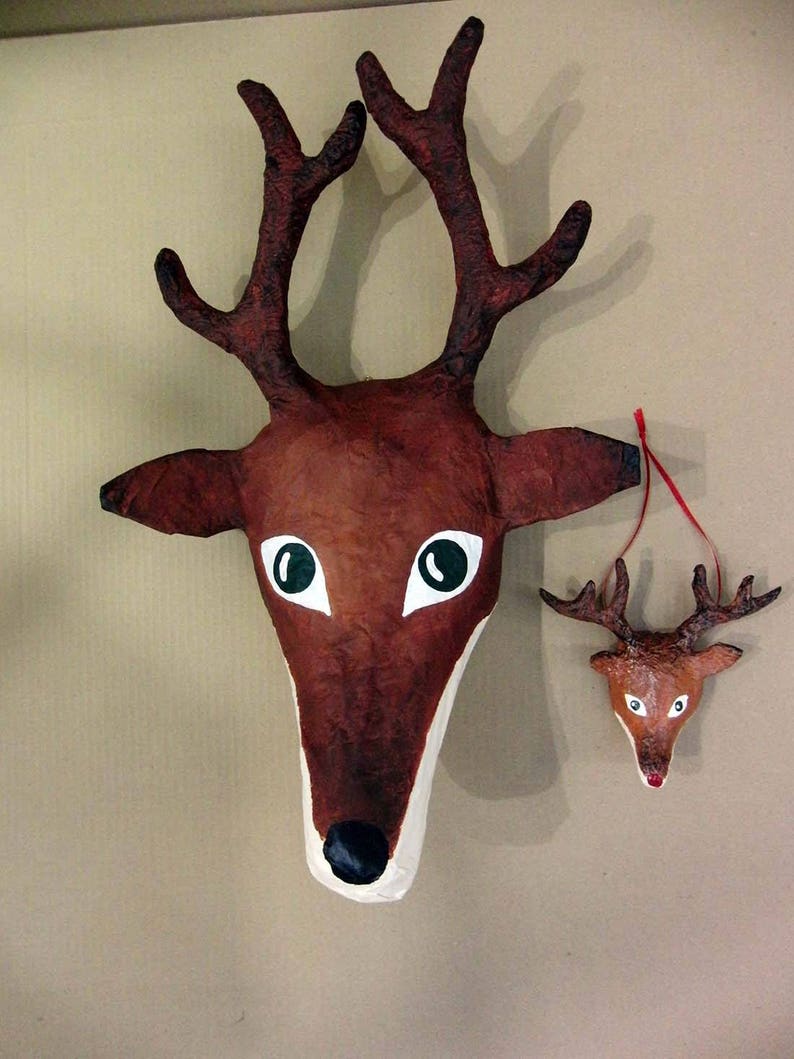 Paper mache reindeer Head Rudolfo. Majestic tundra creature. Etsy