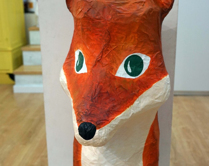 Papermache Fox Head Totem Big Franklim. Large Paper Etsy Canada