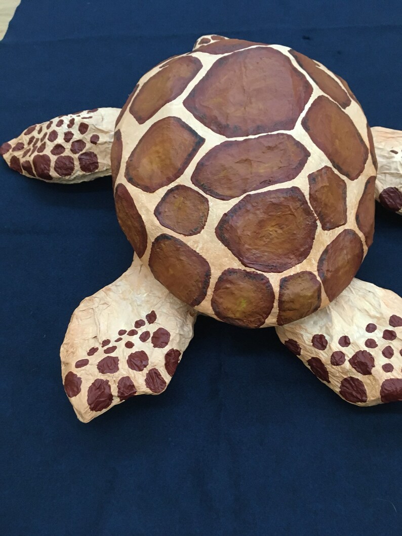 Paper mache sea turtle Antonio. Large paper sculpture Etsy