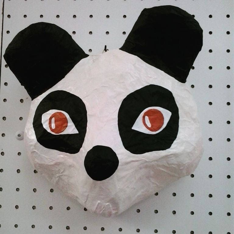 Paper Mache Panda Head Pascoal. Fun Wall Decor for a Nursery Etsy