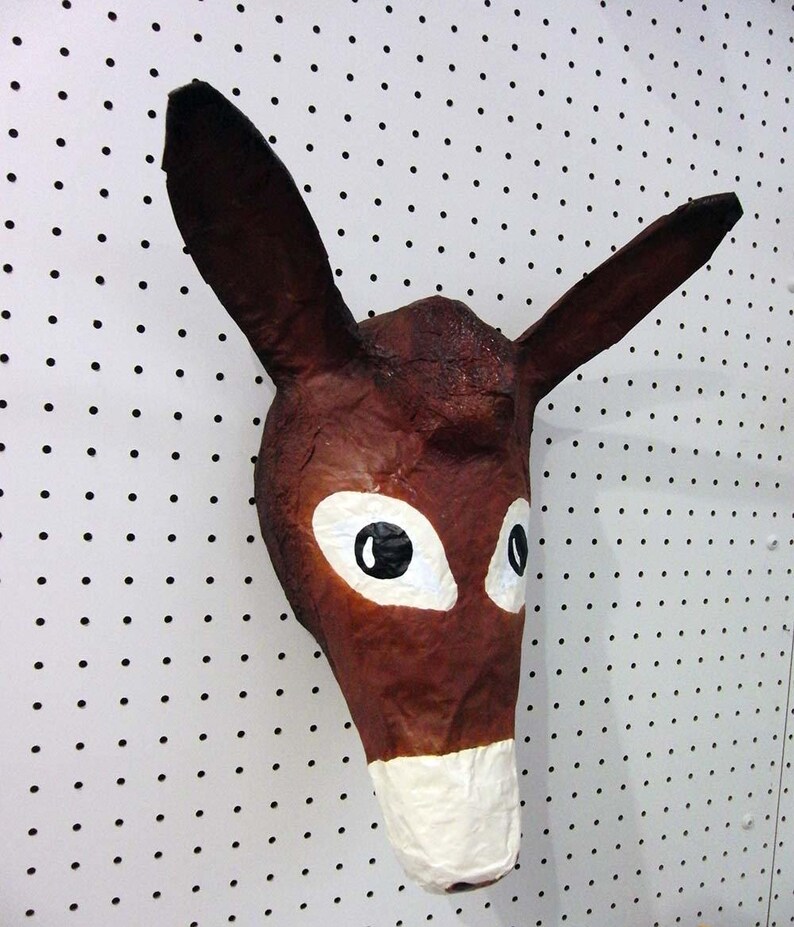 Paper Mache Donkey Head Elias. Sweet Creature Colorful Wall Etsy