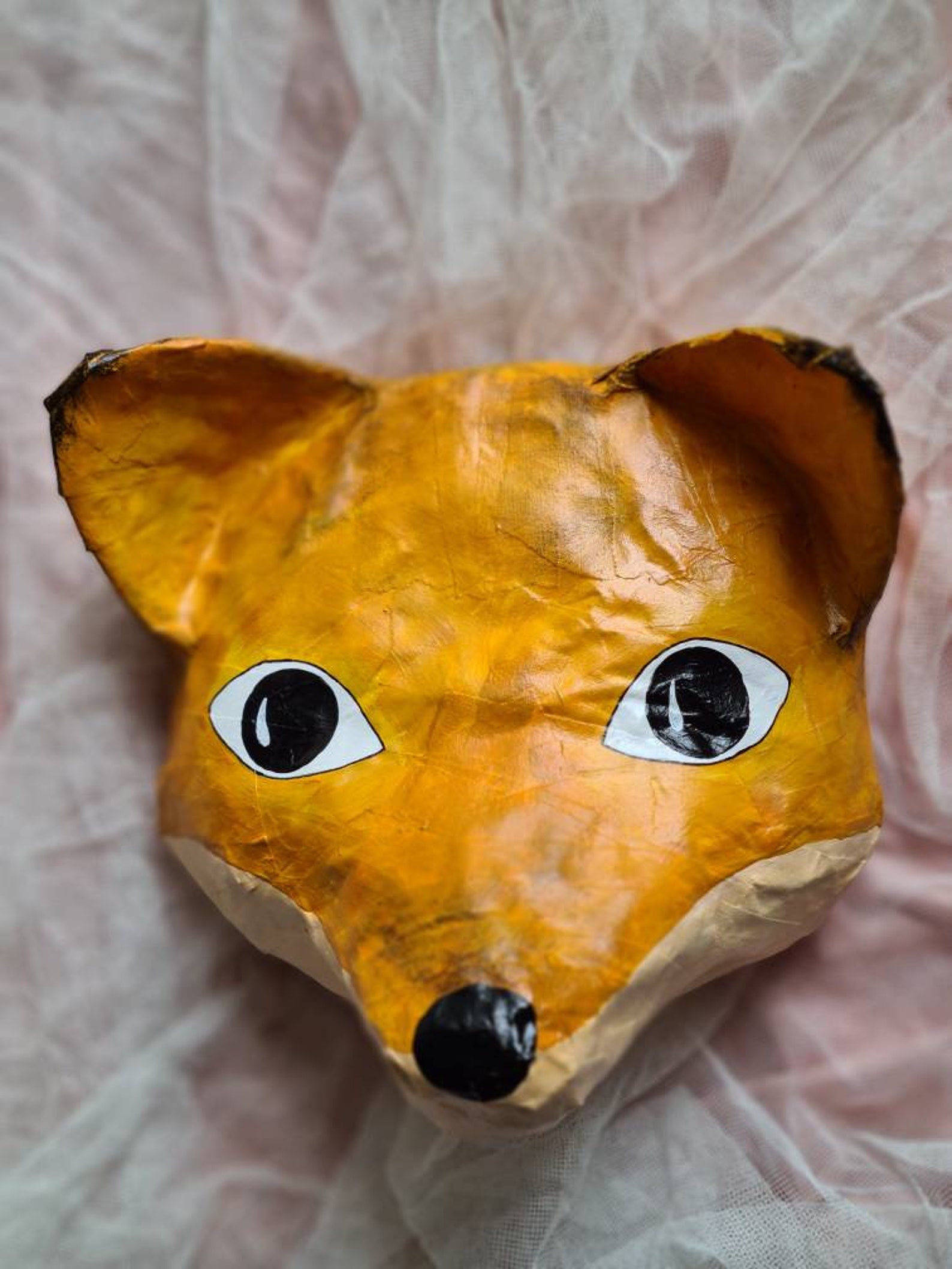 Paper mache fox head Franklim. Woodland creature colorful Etsy