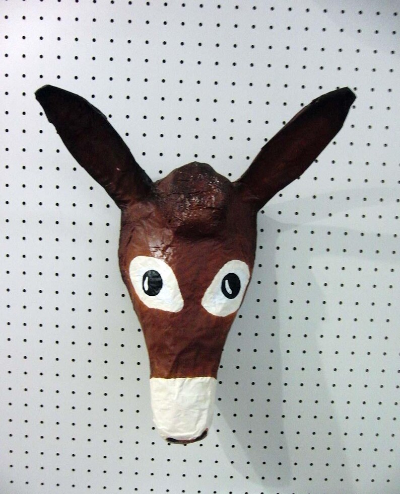 Paper Mache Donkey Head Elias. Sweet Creature Colorful Wall Etsy
