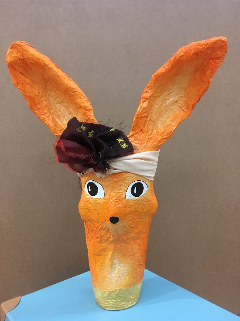 Paper Mache Bunny Figurine. Etsy