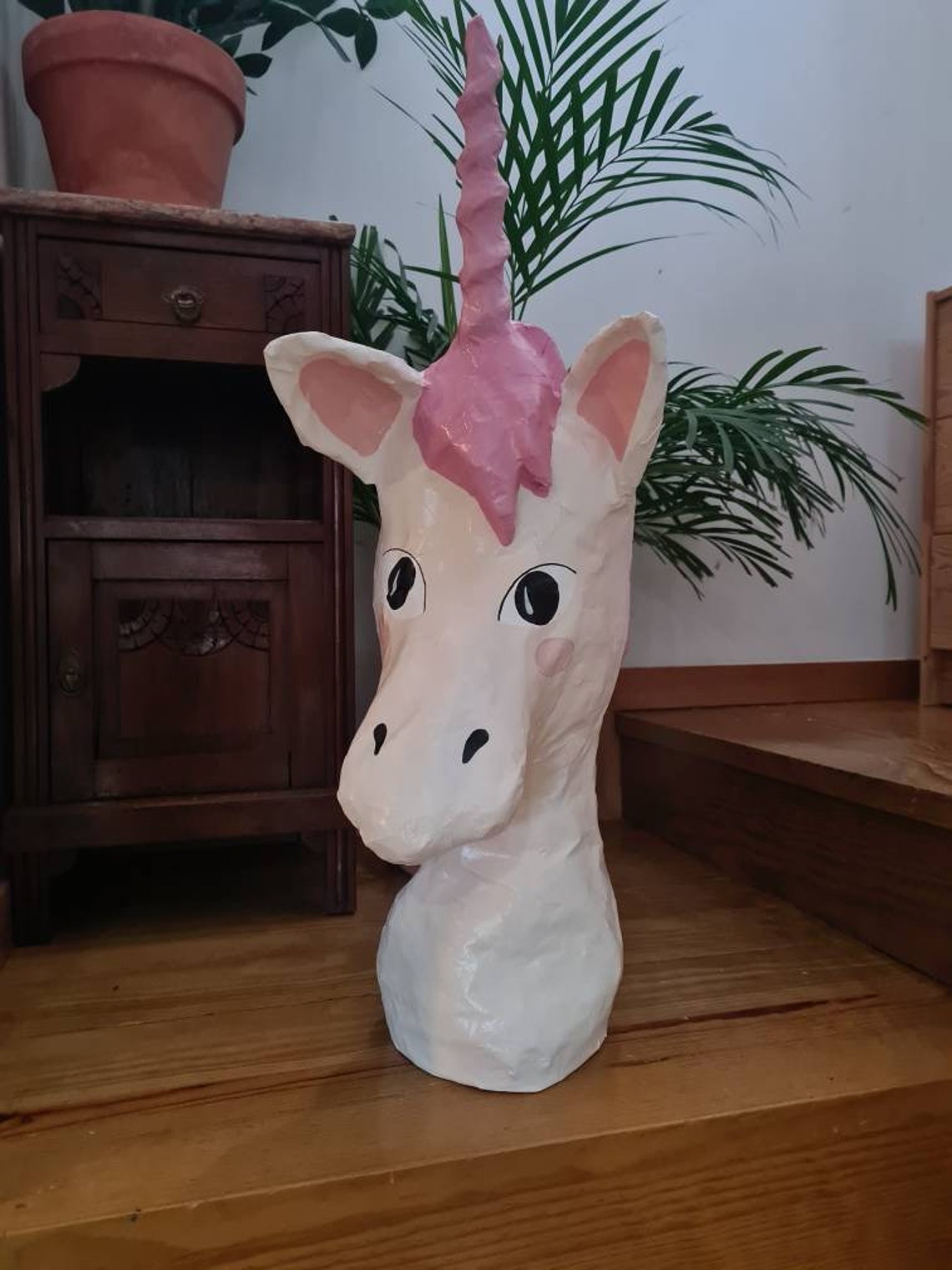 Papermache Unicorn Head Totem Big Edgar. Large Paper Etsy