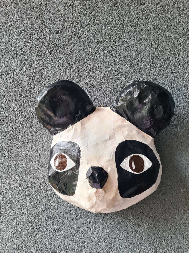 Paper Mache Panda Head Pascoal. Fun Wall Decor for a Nursery Etsy