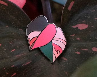 Philodendron Pink Princess Hard Enamel Pin CubeHouseJungle Plant Collector Houseplant Brooch